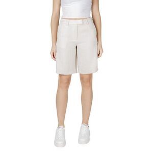 Vila Clothes Viscose Short with Lined Design Women Beige Shorts